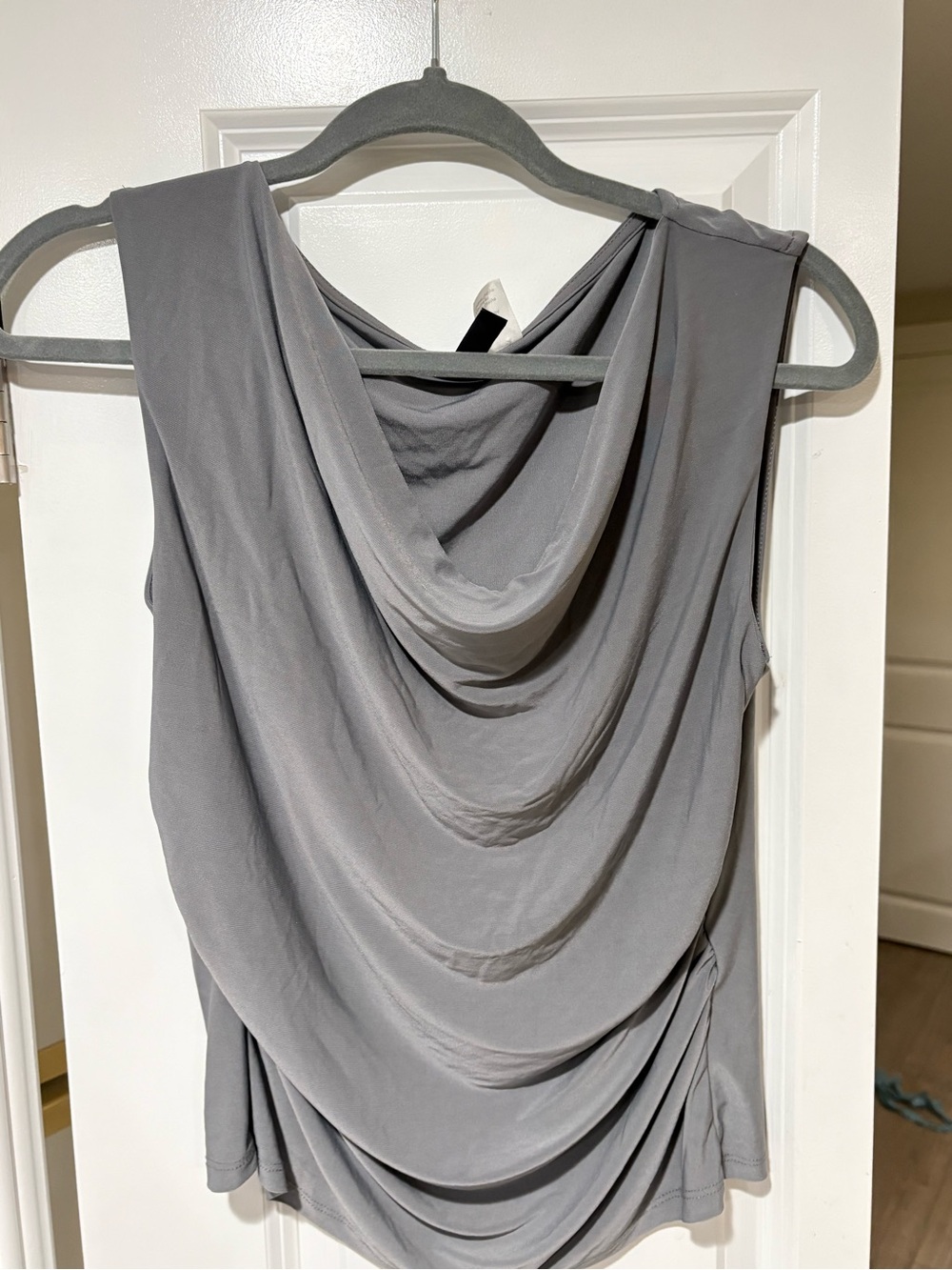Draped Sleeveless Women's Dress Top - Gray